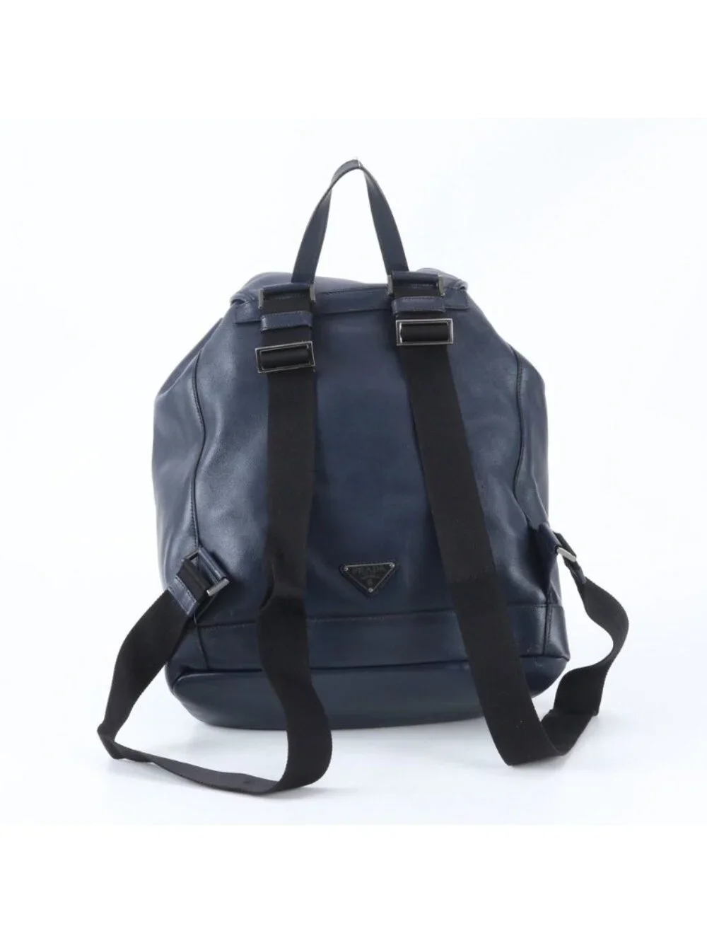 Prada Leather Backpack Shoulder Bag Navy